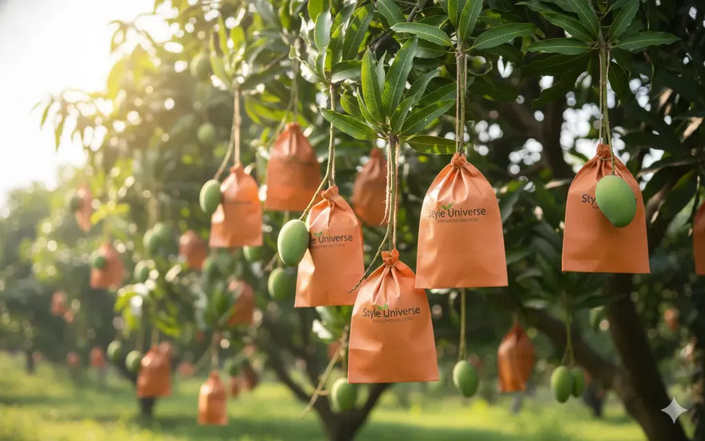 Style Universe Mango Protection Bags (Pack of 100) - Waterproof Fruit Growth Covers, 20x29 cm (Brick Red)